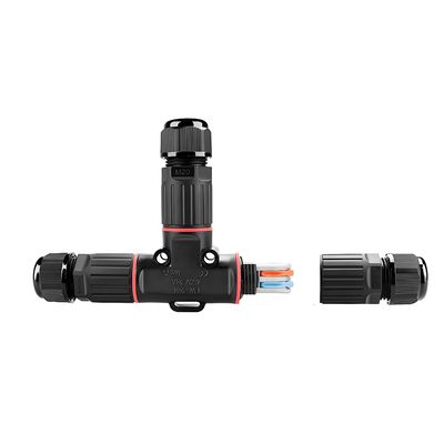kaufen Waterproof Circular Connector T-Type 1 Input 2 Output with PA66 Material and 0.5mm²-2.5mm² Wire Gauge Online-Herstellung