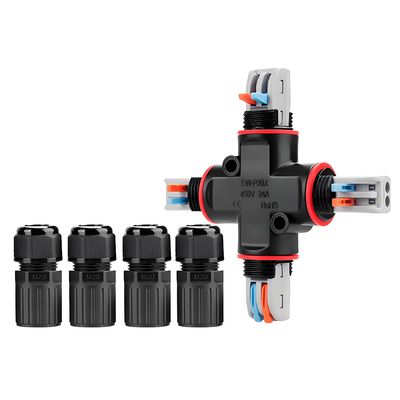 kaufen P20X Waterproof Through Connector with 1-to-2 Ports UL94 V-0 Flame Resistance and 450V Rated for Tool-Free Fast Wiring Online-Herstellung