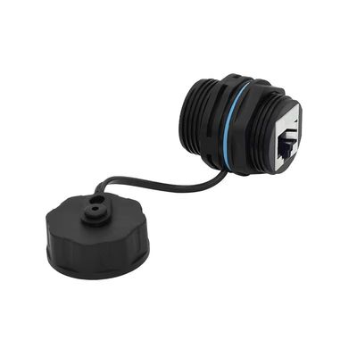 M23 RJ45 Wasserdichter Stecker mit IP67-Schutzart, 125V Betriebsspannung und PA66 Nylon Material für Schalttafelmontage